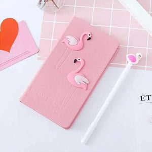 Planet Gates white Pink Flamingo notebook set (notepad + gel pen) kawaii promotion birthday gift paper notebook school supplies Writing Pads