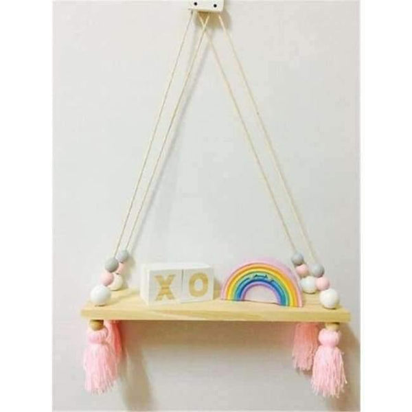 Planet Gates white pink gray Bedroom wall shelves DIY Original Wood Beads Wall Shelf Storage Shelves Organization swing shelves Home Decor