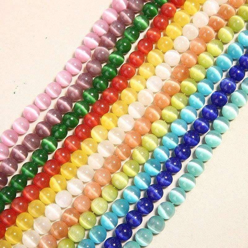 Planet Gates White/Pink/Purple/Green Natural Cat Eye Beads for Making Jewelry DIY Bracelets Necklace Findings Wholesale 4/6/8/10/12MM Strand