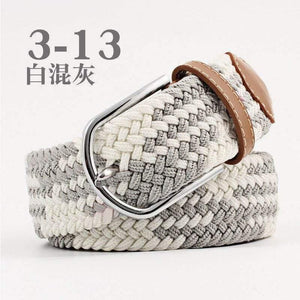 Fashion Wide Belt For Men Women Elastic Knitted Braid Jeans Dress Belt With Leather Metal Buckle Casual Belt For Unisex