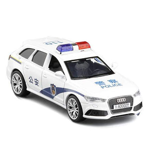 Planet Gates White Police 1:36 Scale Audi RS6 Station wagon Diecast Alloy Metal Luxury Car Model Pull Back Car For Children Toys With Collection