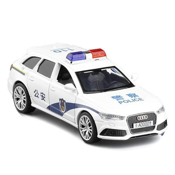 Planet Gates White Police 1:36 Scale Audi RS6 Station wagon Diecast Alloy Metal Luxury Car Model Pull Back Car For Children Toys With Collection
