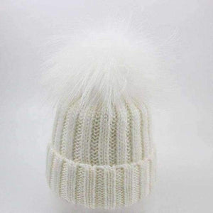 Planet Gates white pompom / Kids for 46-52cm 2018 Winter Blends Women Beanies Knit Hat Real Pompoms Fur Ball Beanie Gorro Solid Caps Casual Knit Crochet Bonnet Cap Hats