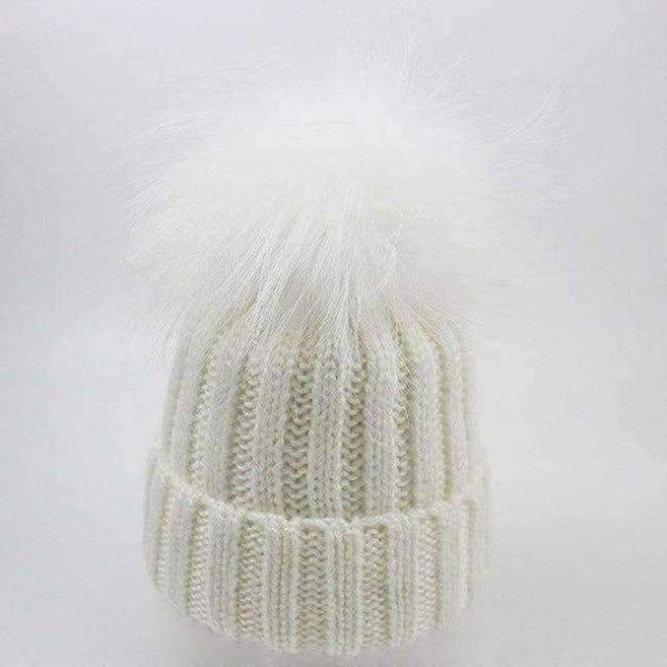 Planet Gates white pompom / Kids for 46-52cm 2018 Winter Blends Women Beanies Knit Hat Real Pompoms Fur Ball Beanie Gorro Solid Caps Casual Knit Crochet Bonnet Cap Hats