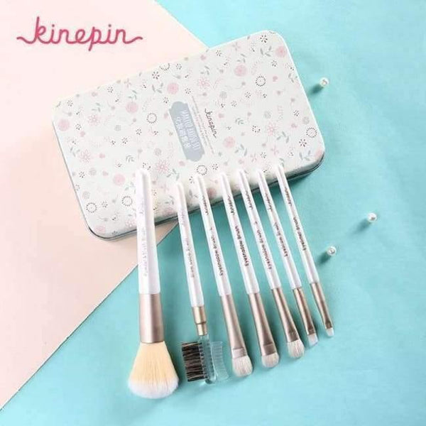 Planet Gates White Premium Makeup Brush Set High Quality Soft Natural Horse Pony Synthetic Hair Portable Makeup Artist Brush with Case