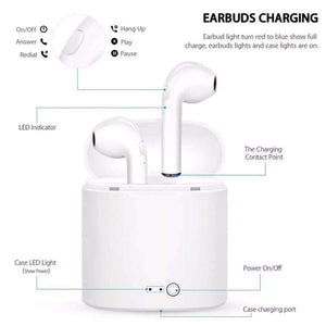 Planet Gates White Quality Bluetooth Headphone Earbuds Wireless Bluetooth Double Earphones Twins Earpieces Stereo Music Headset