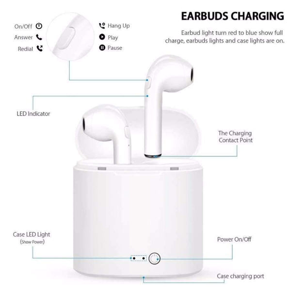 Planet Gates White Quality Bluetooth Headphone Earbuds Wireless Bluetooth Double Earphones Twins Earpieces Stereo Music Headset