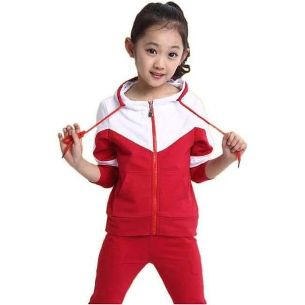 Planet Gates white red / 4T Girls Clothing Sets Zipper Coat+pants Sport Suit For Teenagers Splice Girls School Uniform Kids Tracksuit 10 12 Years