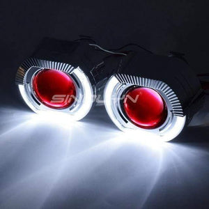 Planet Gates White-Red / China LED Running Lights Angel Eyes HID Bi xenon Projector Lenses for Headlights H4 H7 Car Retrofit Headlamp Lens Devil Eyes