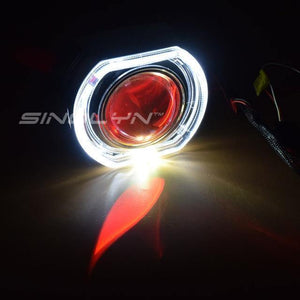 Planet Gates White Red / Russian Federation H4 H7 Bi-xenon Projector Kit Headlight Lenses X5 Square LED Angel Eyes Devil Lens Accessories Retrofit Use H1 Xenon Bulb