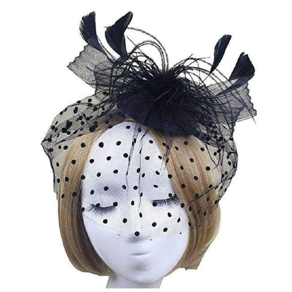 Planet Gates White Retro Birdcage Dot Mesh Bridal Face Veil With Bow Feather Fascinator Headpiece Clip Wedding Hair Accessory Cocktail Party