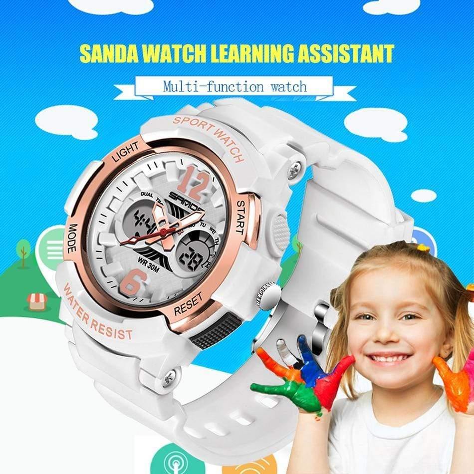 Planet Gates white rose gold Fashion Casual Children Watches 30M Waterproof Quartz Wristwatches Sports Kids Clock boys Hours girls Students Watch