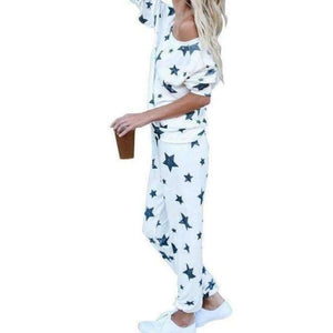 Planet Gates White / S 2 Piece Set 2018 Autumn Women Top and Pants Tracksuit Sportswear Casual Sweat Pants Sweatshirt Women's  Set Home Suit