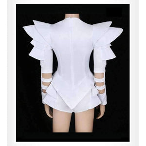 Planet Gates White / S Bodysuit Jazz Dance Costumes Bar Dj Dancers Sexy Nightclub DS Singer Rave Clothes Rhinestone Jumpsuit Stage Wear DN1266
