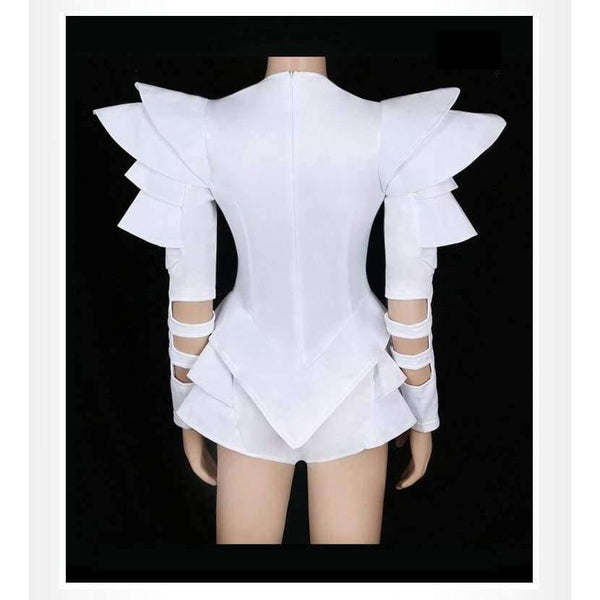 Planet Gates White / S Bodysuit Jazz Dance Costumes Bar Dj Dancers Sexy Nightclub DS Singer Rave Clothes Rhinestone Jumpsuit Stage Wear DN1266