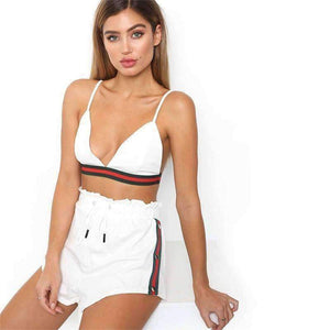 Planet Gates White / S Bra & Brief Shorts Lounge Underwear Work Out Fitness Wirekless  Sexy Push Up Bra Sets