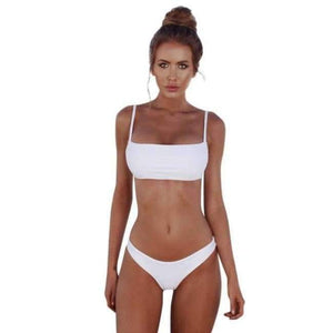 Planet Gates White / S / China Summer Women Solid Bikini Set Push-up Pad Bra Brazilian Swimsuit Swimwear Women Bather Suit Swimming Suit biquini mayo