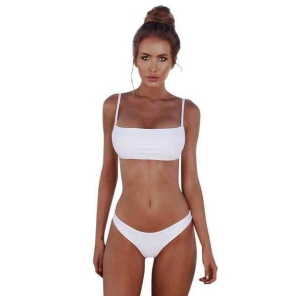 Planet Gates White / S / China Summer Women Solid Bikini Set Push-up Pad Bra Brazilian Swimsuit Swimwear Women Bather Suit Swimming Suit biquini mayo