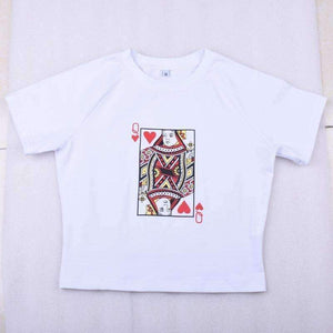 Planet Gates White / S Cotton short sleeve poker face print T-shirt women bodycon fashion casual crop top  female tees