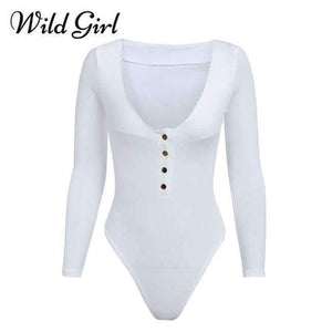 Planet Gates White / S Knitted sexy bodycon bodysuit Women jumpsuit romper button fitness short Holiday long sleeve winter slim bodysuit 2018