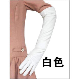 Planet Gates White / S Lady Fashion High Quality PU Leather Winter Gloves Women Warm Cute Mittens Female Long Style Elbow Gloves G203