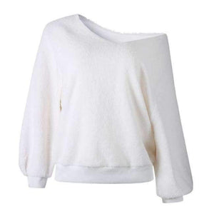 Planet Gates White / S Loose V Neck Autumn Sweaters Women Plain Color Casual Long Sleeve Winter Pullover Sweaters Red Knitted Jumpers Female