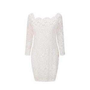 Planet Gates White / S Maxfresh 2018 Women Long Sleeved Lace slach neck Dress