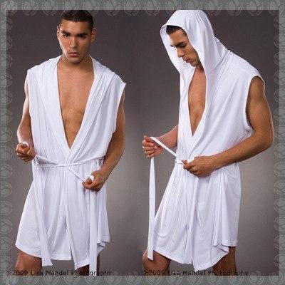 Planet Gates White / S Men Robes Bathrobe Plus Size Brand Manview Robe Man Mens Sexy Sleepwear Male Silk  Home Wear