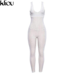 Planet Gates White / S New Cross Bandage Sporting Jumpsuit Sexy Sleeveless Solid Bodysuit Backless Casual Fitness Women Long Jumpsuit