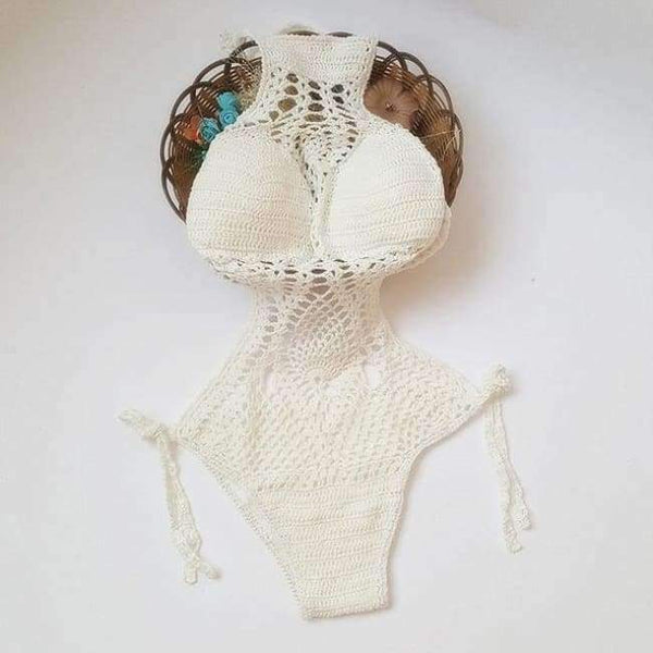 Planet Gates White / S New Style Brazilian Woman Bikini Beach Sexy Crochet Handmade Knitted Openwork Swimsuit Female Swimwear