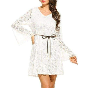 Planet Gates White / S Party Dresses Fashion Plus Size Sexy V Neck Event Dresses For Female 2017 New Long Sleeve Lace Women Summer Dresses