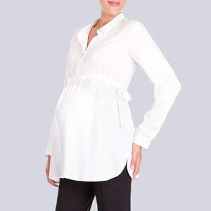 Pregnancy Women White Shirts  Autumn V Neck Full Sleeve Blouse Casual Loose Plus Size Solid Tops Maternity Blusas Femininas - Planet Gates