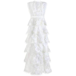 Planet Gates White / S Quality Women Autumn Winter Dress 2018 Self Portrait White Tiered Lace Maxi Dress Ladies Party Event Evening Club