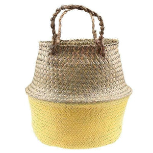 Planet Gates White / S Seagrass Wicker Basket Storage Laundry Basket Woven Folding Handmade Flowerpot Planter Clothes Toy Home Organization