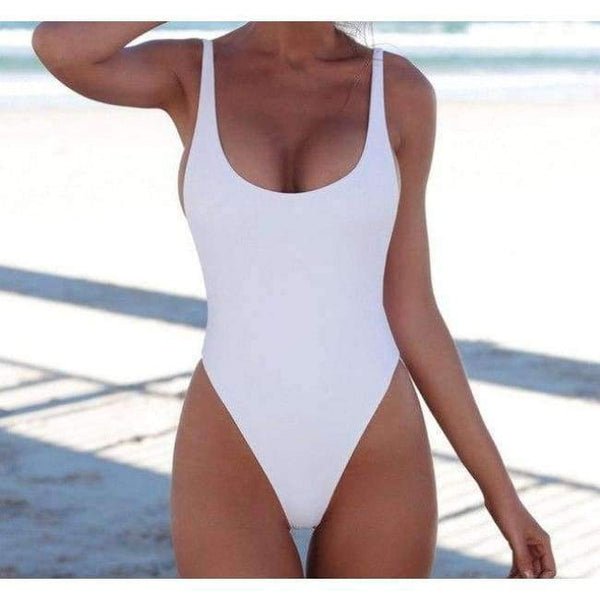 Planet Gates white / S Sexy One Piece Swimsuit Solid Female Women Fused Swimwear Backless White Brazilian May Bather Monokini XL