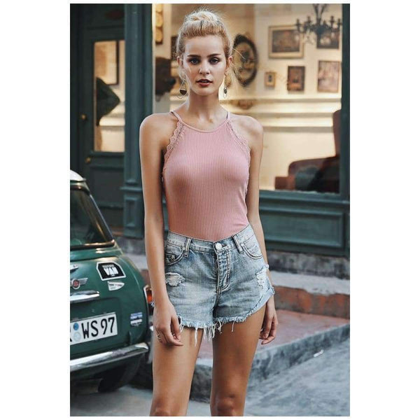 Planet Gates White / S Sweet strap pink bodysuit women Sexy backless lace up rompers female 2018 Summer beach short jumpsuit