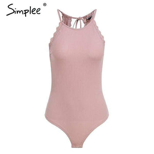 Planet Gates White / S Sweet strap pink bodysuit women Sexy backless lace up rompers female 2018 Summer beach short jumpsuit