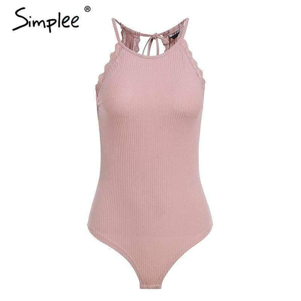 Planet Gates White / S Sweet strap pink bodysuit women Sexy backless lace up rompers female 2018 Summer beach short jumpsuit