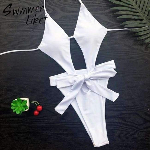 Planet Gates White / S Swimsuit women bathing suit Brazilian thong bikini set Push up bandage swimwear female Monokini 2018
