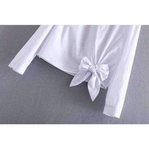 Planet Gates White / S Vangull Women cotton embroidery white blouse O- neck bow back flowers embroidered shirt 2018 Summer Casual Shirts female tops