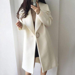 Planet Gates white / S White Wool Blend Coat Women Lapel Long Parka Winter Jacket Cocoon Style Elegant Woolen Coat Thicken Female Outerwear C3745