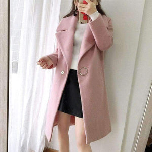 Planet Gates white / S White Wool Blend Coat Women Lapel Long Parka Winter Jacket Cocoon Style Elegant Woolen Coat Thicken Female Outerwear C3745
