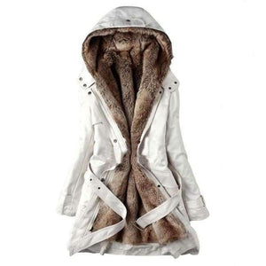 Planet Gates white / S Winter Coat Women Winter Jacket Hooded Slim Cotton Warm Coats Solid England Style Fashion Mid-Length Coat Women