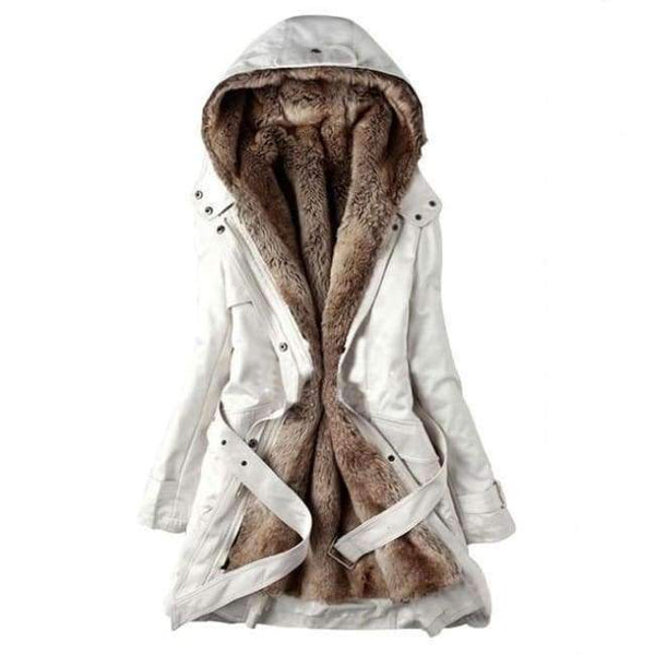 Planet Gates white / S Winter Coat Women Winter Jacket Hooded Slim Cotton Warm Coats Solid England Style Fashion Mid-Length Coat Women