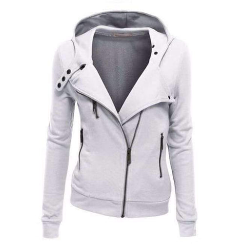 Planet Gates White / S Women coat white color  zipper hooded jacket long sleeve outwear fashion autumn winter coats