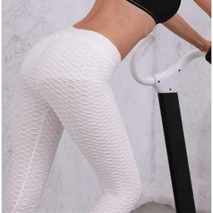 Planet Gates White / S Women Fashion Bubble Waffle Leggings V Shape Waistband Flaws Textured Pants  Scrunch Butt Pants Workout Sexy Leggings