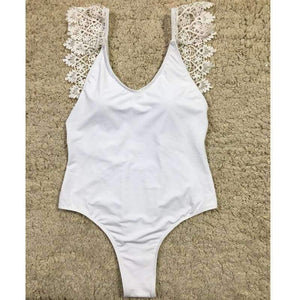 Planet Gates White / S Women Lace Swimsuit Summer Beach Wear 2018 High Waist Monokini Push Up One Piece Backless Bathing Suits White Swimwear XL