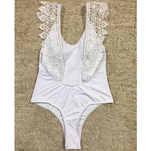 Planet Gates White / S Women Lace Swimsuit Summer Beach Wear 2018 High Waist Monokini Push Up One Piece Backless Bathing Suits White Swimwear XL
