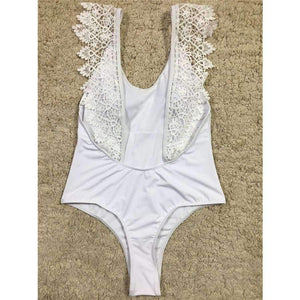 Planet Gates White / S Women Lace Swimsuit Summer Beach Wear 2018 High Waist Monokini Push Up One Piece Backless Bathing Suits White Swimwear XL