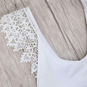 Planet Gates White / S Women Lace Swimsuit Summer Beach Wear 2018 High Waist Monokini Push Up One Piece Backless Bathing Suits White Swimwear XL